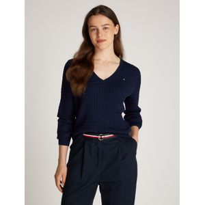 TOMMY HILFIGER Trui 'Cable'  navy / donkerblauw / rood / wit