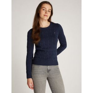 Tommy Hilfiger Dames CO Cable VAR LS C-NK SWT WW0WW45207 Trui, blauw, XL, Blauw (Donker Nacht Marine), XL
