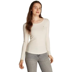 Tommy Hilfiger Dames Slim 5X2 Rib O-NK LS WW0WW38869 L/S T-shirt, beige, XXS, Beige (Calico), XXS