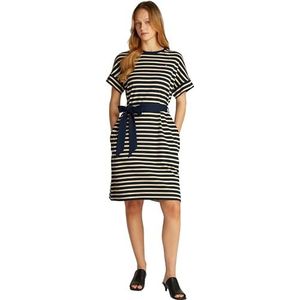 Tommy Hilfiger Dames katoenen interlock korte jurk WW0WW45183 Flare jurk, blauw, L, Blauw (Bretonse Stp N Sky/Country Ivoor), L
