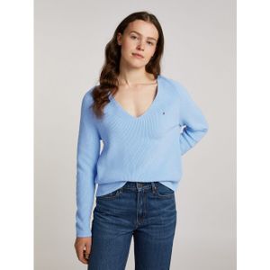 Tommy Hilfiger Dames CO Cardi Stitch V-NK LS WW0WW44452 pullovertrui, blauw, XXS, Blauw (Vessel Blue), XXS