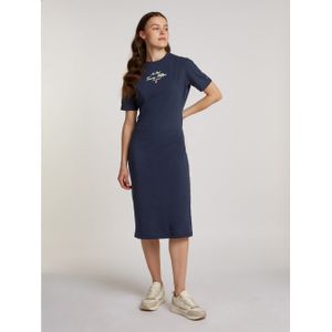 Tommy Hilfiger Dames REG Script TEE jurk SS WW0WW43830 T-shirt jurk, blauw, XXS, Blauw (Donker Nacht Marine), XXS