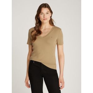 Tommy Hilfiger S/S gebreide tops voor dames, Kaki (Safari Canvas), XXL