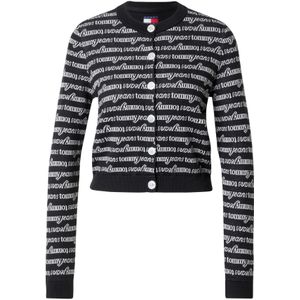 Tommy Jeans Strickjacke "TJW CRP SCRIPT AOP CARDIGAN", mit Allover-Label-Muster