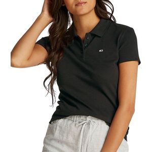 Tommy Jeans Dames TJW Slim Essential Polo S/S - Zwart