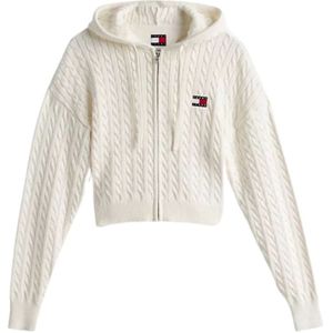Tommy Jeans, Dames, Sweatshirts & Hoodies, Wit, Maat: S Katoen,
