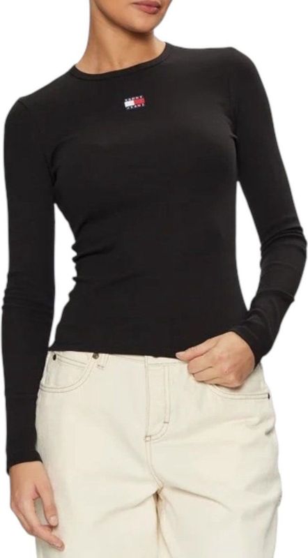 Tommy Hilfiger Jeans Zwart Basic Longsleeve T-Shirt Dames