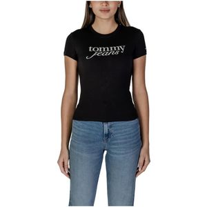 Tommy Jeans - DW0DW19447 - T-shirt - Zwart - Katoen - Korte Mouwen - Duurzaam