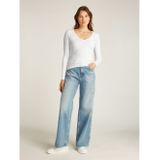 TOMMY JEANS - TJW SLIM ESSENTIAL RIB V LS - Shirt met Lange Mouwen - Ecru
