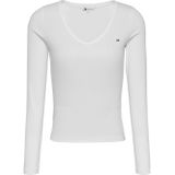 TOMMY JEANS - TJW SLIM ESSENTIAL RIB V LS - Shirt met Lange Mouwen - Ecru