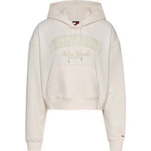 Tommy Jeans, Dames, Sweatshirts & Hoodies, Beige, Maat: XS Katoen,