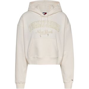 Tommy Jeans, Dames, Sweatshirts & Hoodies, Beige, Maat: XS Katoen,