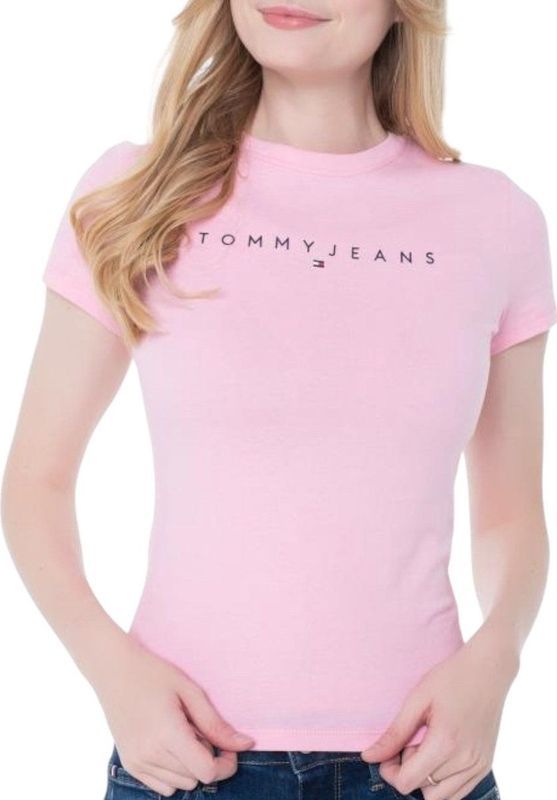 Tommy Hilfiger Jeans Roze Slim Linear T-Shirt Dames