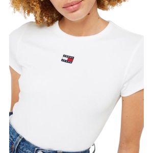 Tommy Hilfiger Jeans Wit XS Badge T-Shirt Dames