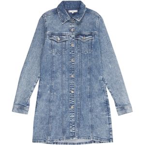 Denim - Cocktailjurk - Effen - Polokraag - Lange Mouw - Normale Pasvorm
