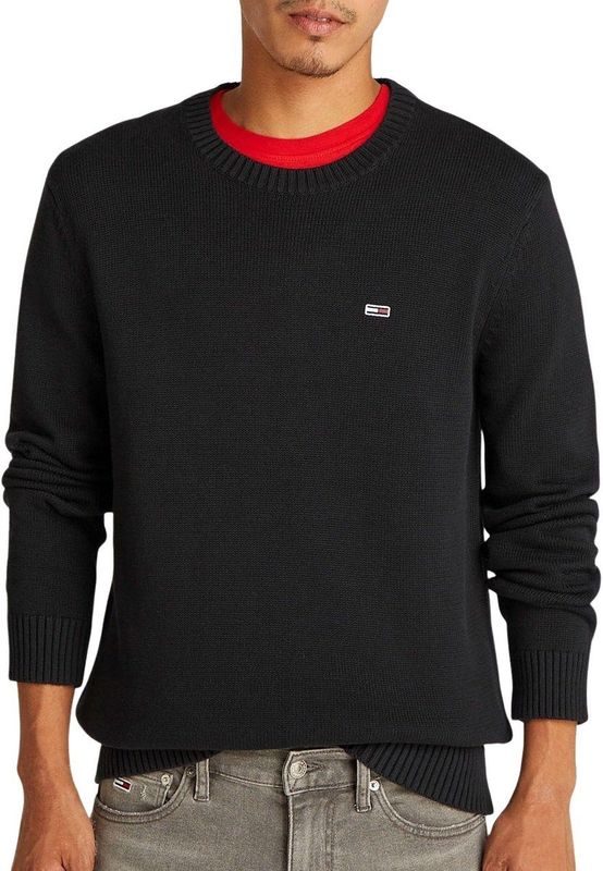 Tommy Jeans - TJM Slim ESSNTLS C-hals - Pullover Sweater - Zwart