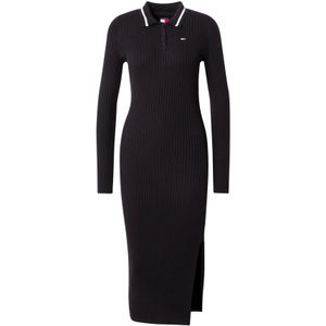 Tommy Jeans Dames TJW LS Polo MIDI Jurk DW0DW19476 Polo Jurk, Zwart (Zwart), S, Zwart (zwart), S