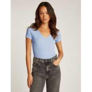 TOMMY JEANS - TJW SLIM ESSENTIAL RIB V SS - T-shirt - Sweet blue
