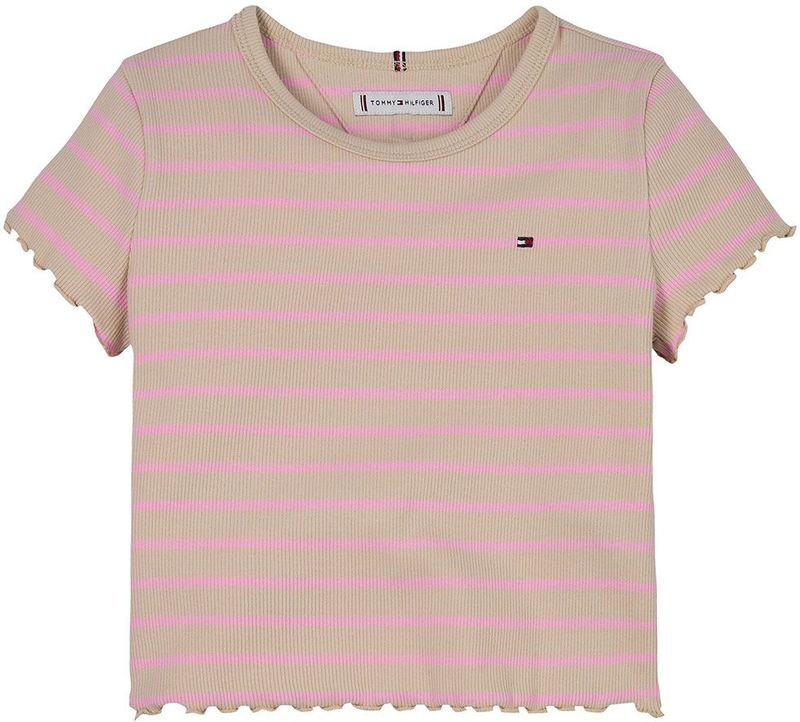 Tommy Hilfiger - T-shirt - Classic Beige/Pink Sugar - Met Gestreept Patroon