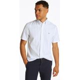 Tommy Hilfiger - Gestreept Overhemd - Wit met Lichtblauw - Korte Mouwen - Poplin