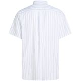 Tommy Hilfiger - Gestreept Overhemd - Wit met Lichtblauw - Korte Mouwen - Poplin