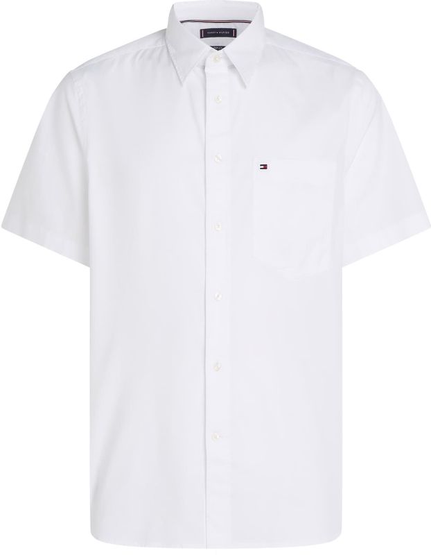 Tommy Hilfiger - Flex Poplin Solid - Overhemd - Wit - Korte Mouwen - 3XL