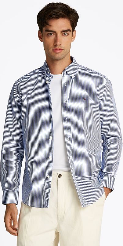 Tommy Hilfiger - L/S Overhemd - Blauw - 100% Katoen