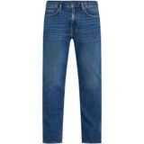 Stretchbroeken - Blauw Denim - Slimfit - Gevoerde Zoom/Rand - Ritssluiting - 5-Pocket-Style