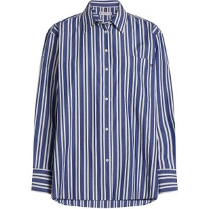 Tommy Hilfiger Dames ESS POPLIN Easy FIT Shirt WW0WW45612 L/S Shirt, blauw, 32, Blauw (Marine Stp), 58