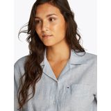 Tommy Jeans - Blouse - Grey Denim / Wit - Klassieke Blouse - Halve Mouw