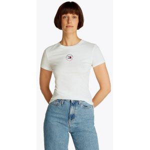 Tommy Jeans - T-shirt - Korte Mouwen - Ronde Hals - Zwart - 70% Katoen, 30% Viscose