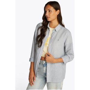 Tommy Jeans Dames TJW RLX LINNEN SHIRT L/S Shirt, blauw, XXS, Blauw (Colorado Blauw/Streep), XXS