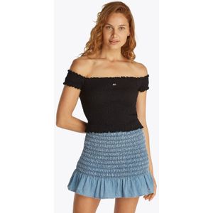 Tommy Jeans - TJW CRP Smock Top - Zwart - Dames - Katoen