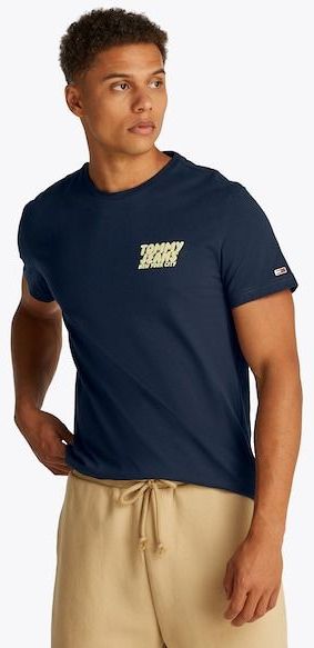 Tommy Jeans - TJM Slim Bubble Print SS Tee - T-shirt - Blauw - Katoen