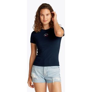 Tommy Jeans Dames TJW SLIM ESSENTIAL LOGO 2 TEE S/S T-shirt, blauw, XXS, Blauw (Donker Nacht Marine), XXS