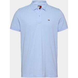 Tommy Jeans TJM SLIM PLACKET EXT S/S poloshirt voor heren, blauw, L, blauw (Sweet Blue), L, Blauw (Sweet Blue), L