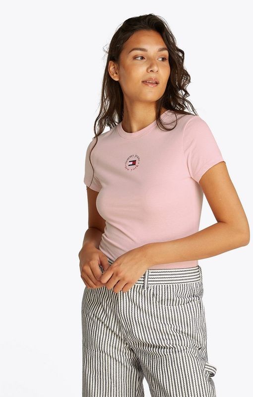 Tommy Jeans - T-shirt - Ronde Hals - Slim Fit - Zwart - 70% Katoen, 30% Viscose