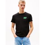 Shirt - Jersey - Ronde Hals - Slanke Pasvorm - Kwartmouw - Logoprint