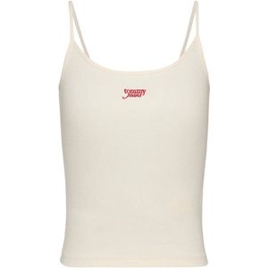 Ancient White - Spaghetti Top - Riblook - Logoborduursel - Slim Fit