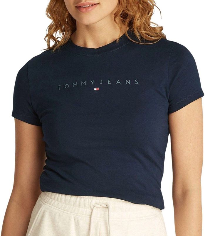 Shirt - Jersey - Ronde Hals - Slanke Pasvorm - Kwartmouw - Logoprint