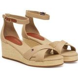 Tommy Hilfiger - FLAG CRISS-CROS MID WEDGE - Bandjessandaal - Beige - Textiel
