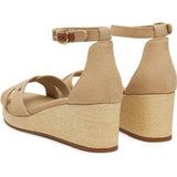 Tommy Hilfiger - FLAG CRISS-CROS MID WEDGE - Bandjessandaal - Beige - Textiel