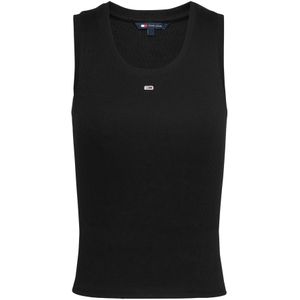 Tommy Jeans - TJW ESSENTIAL RIB TANK EXT - Tanktop - Zwart - 95% Gerecycled Katoen, 5% Elastaan