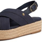 TOMMY HILFIGER Denim espadrille platform sandaal espadrilles met sleehak voor dames, Ruimte Blauw, 38 EU