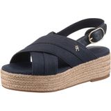 TOMMY HILFIGER Denim espadrille platform sandaal espadrilles met sleehak voor dames, Ruimte Blauw, 38 EU