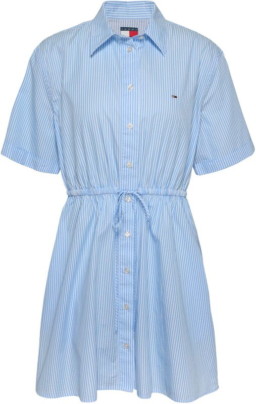 Tommy Jeans Blousejurk  lichtblauw / wit