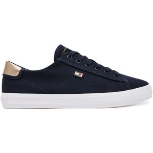TOMMY HILFIGER VULC CANVAS LACE UP SNEAKER - BLAUW - Katoen
