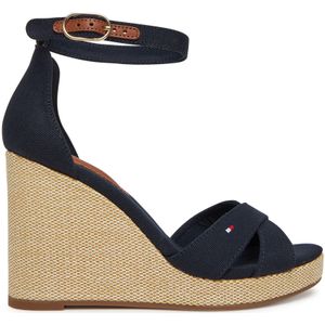 TOMMY HILFIGER Women's FLAG HIGH WEDGE ESPAD CRISSCROSS Espadrilles, BLAUW (Space Blue), 6 UK, Blauw Ruimte Blauw, 39 EU