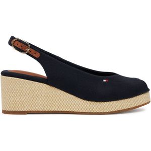 TOMMY HILFIGER - FLAG MID WEDGE ESPAD SLINGBACK - Espadrilles - Blauw - Textiel