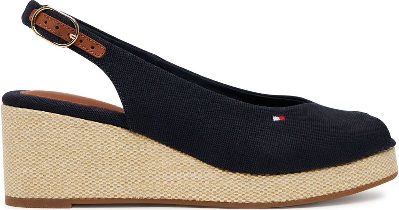 TOMMY HILFIGER - FLAG MID WEDGE ESPAD SLINGBACK - Espadrilles - Blauw - Textiel